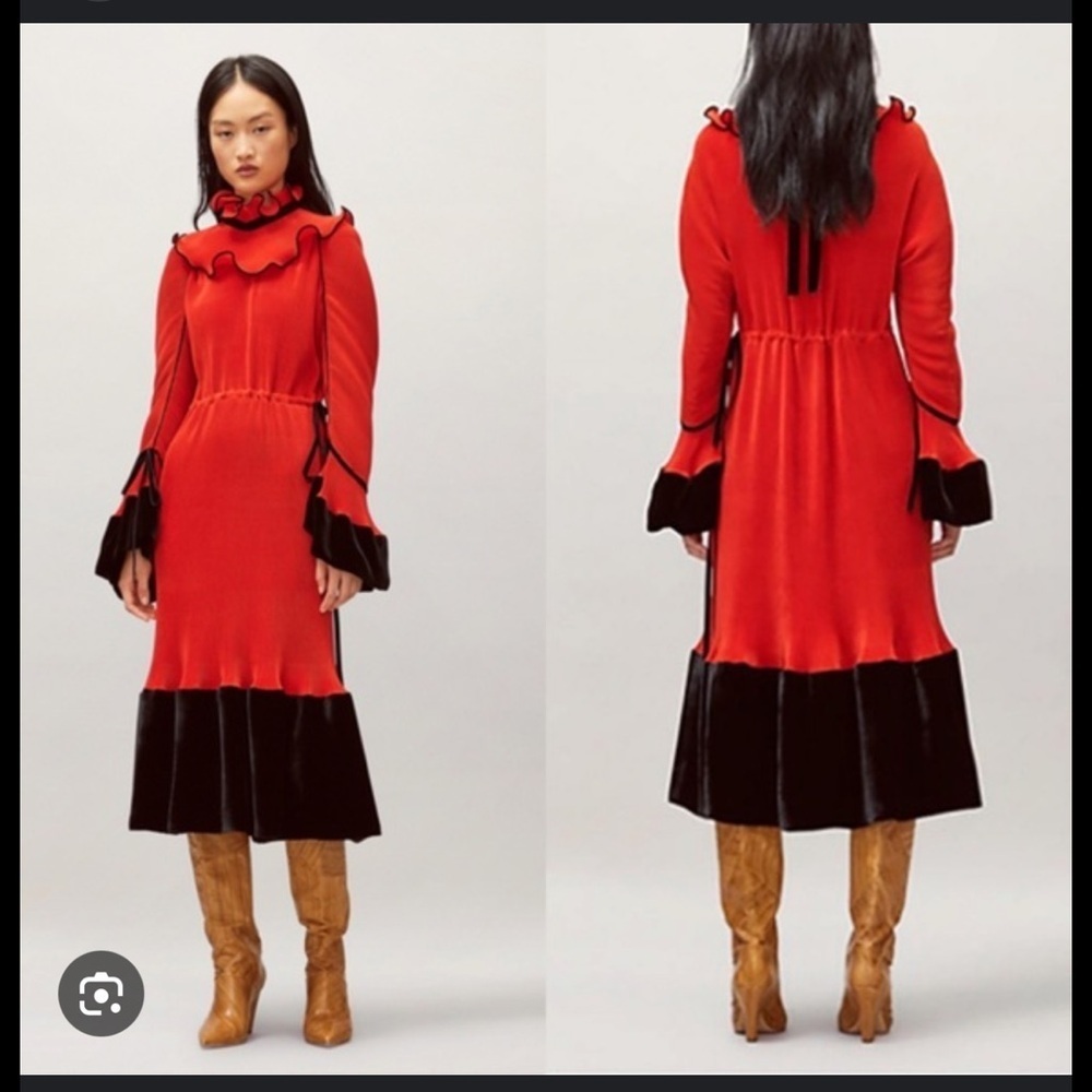 Tory Burch NWT Red Pleated Ruffle Dress Size 10 $998 MSRP